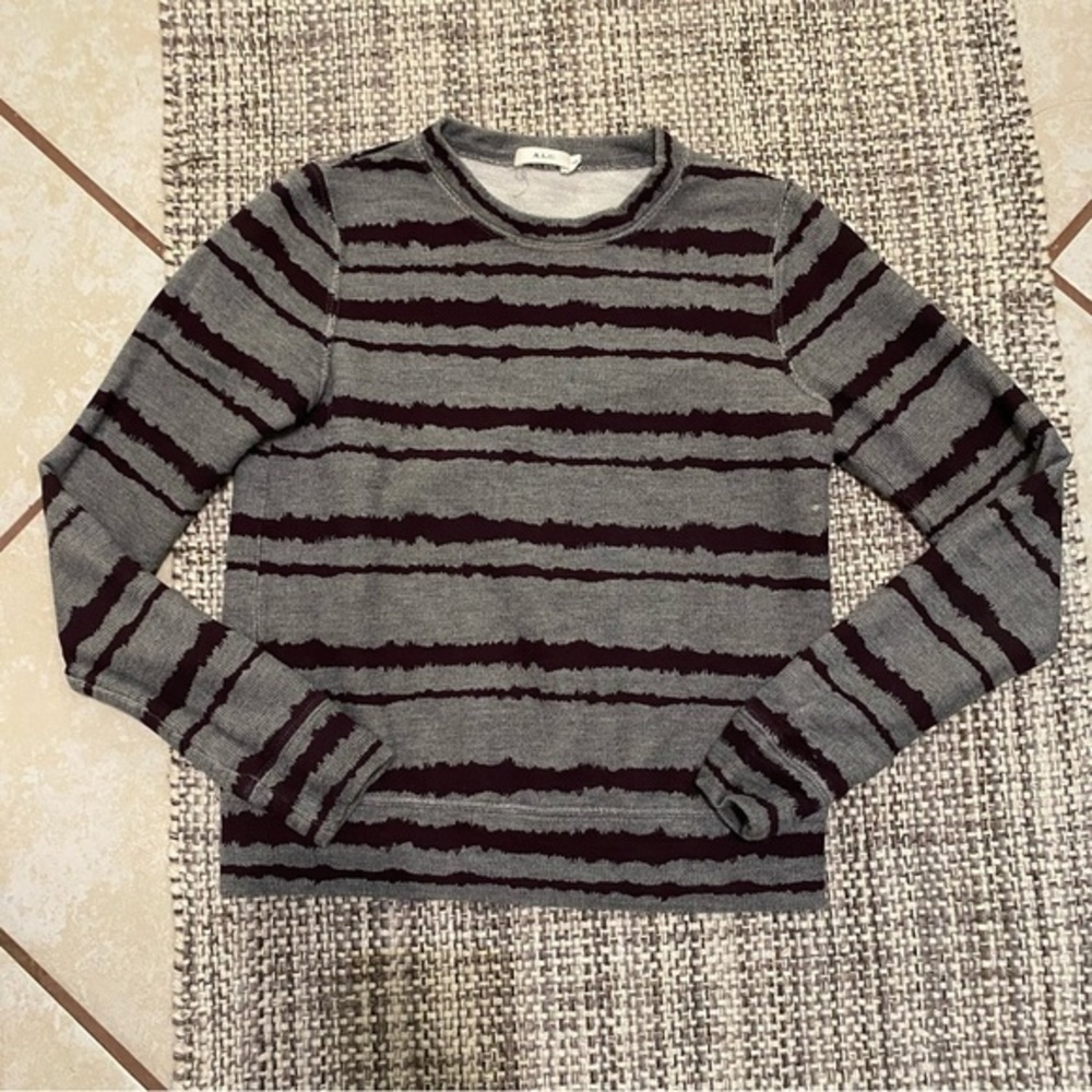 A.L.C Tight Knit Striped Sweater XS Grey